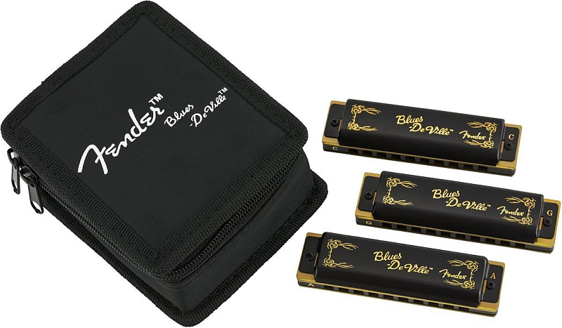 Фото FENDER Blues DeVille Harmonica Pack of 3 with Case