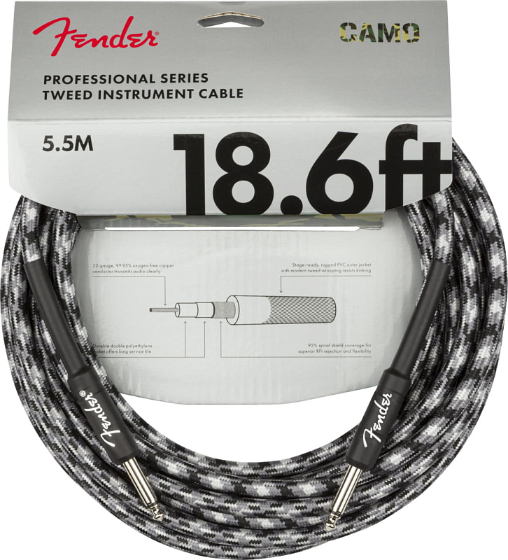 Фото FENDER Professional Series Instrument Cable Straight/Straight 18.6` Winter Camo