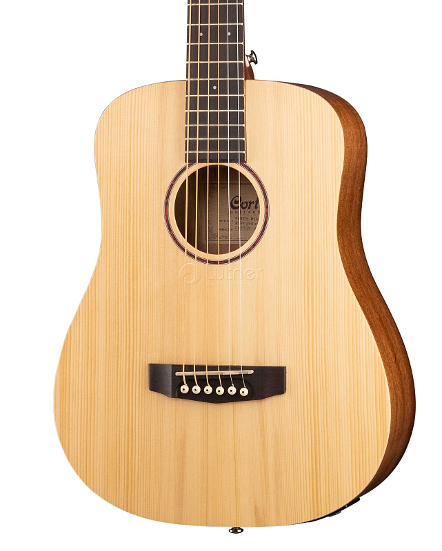 Фото Earth-Mini-E-ADK-WBAG-OP Электро-акустическая гитара 3/4, цвет натуральный, с чехлом, Cort