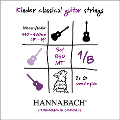 Комплект струн для классической гитары Hannabach 890MT18 Kinder Guitar Size